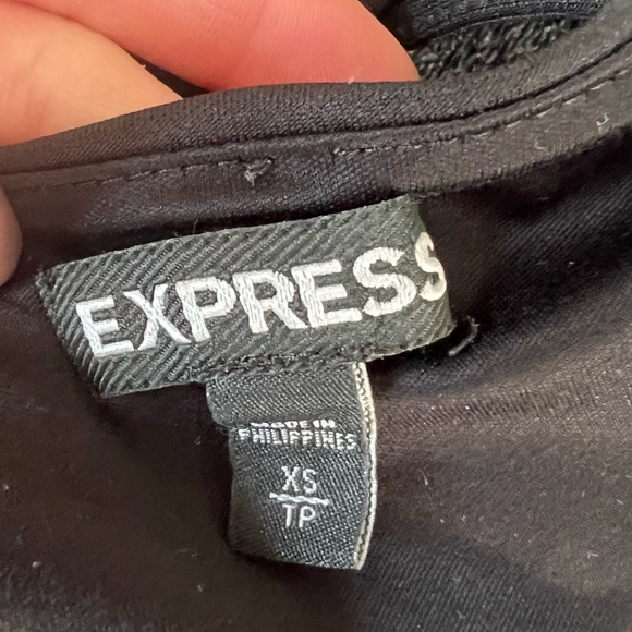 EXPRESS BLACK CROPPED HIGH NECK TANK TOP WITH OPEN BACK MESH CUTOUTS SIZE XS - Picture 5 of 6